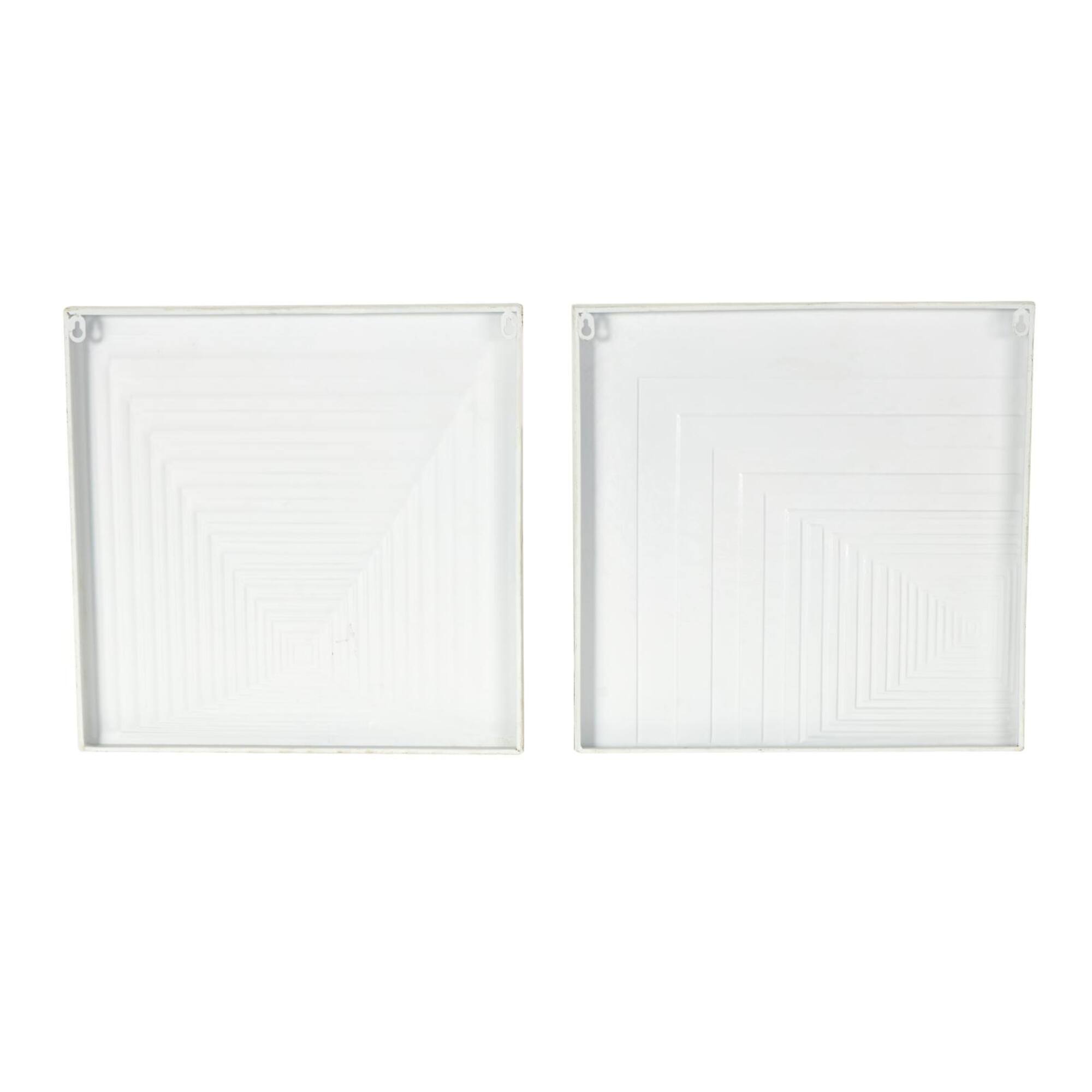 18.3" x 18.3" Cream Metal Geometric Layered Square Cube Wall Décor with Sandstone Texture Set